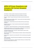APEA 3P Exam Questions and Answers All Correct Answers Graded A+