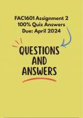 FAC1601 Assignment 2 answers (169265) 10 April 2024 - ENSURING YOU GET THAT 100%