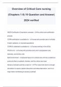 Overview of Critical Care nursing &lpar;Chapters 1-5&rpar; 10 Question and Answer&vert; 2024 verified