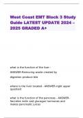 West Coast EMT Block 3 Study Guide LATEST UPDATE 2024 – 2025 GRADED A+