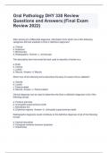 Oral Pathology DHY 330 Review Questions and Answers 2024-2025 Solved 100%