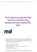 Excel Crash Course Exam from Wall Street Prep - Wall Street Prep Questions And Answers Updated 2023- 2024