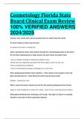 Cosmetology Florida State Board Clinical Exam Review 100% VERIFIED ANSWERS  2024/2025