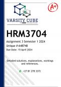 HRM3704 Assignment 3 (DETAILED ANSWERS) Semester 1 2024 - DISTINCTION GUARANTEED 