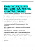 BEST ANSWERS HWST107: Study Guide - Final Exam 100% VERIFIED  ANSWERS 2024/2025