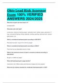 BEST REVIEW Ohio Lead Risk Assessor Exam 100% VERIFIED  ANSWERS 2024/2025