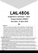 LML4806 Assignment 2 (ANSWERS) Semester 1 2024 - DISTINCTION GUARANTEED