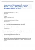 Operation of Wastewater Treatment Plants Levels 1-2 Exam Prep  And Answers Graded A+ 2024.