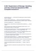 A-49 &sol; Supervision of Storage&comma; Handling and Use of Aerosol Questions With Complete Answers&excl;&excl;&excl;