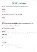 NR 603 Leik Topics  &lpar;Latest 2024 &sol; 2025&rpar; Questions & Answers with rationales