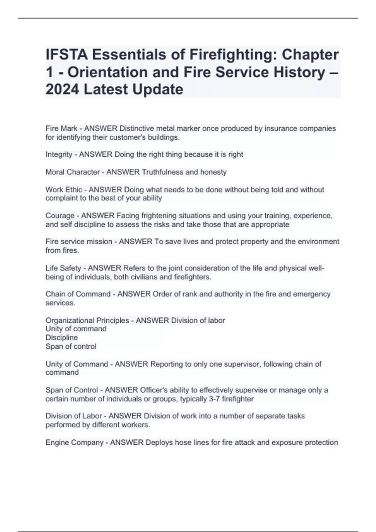 IFSTA Essentials of Firefighting: Chapter 1 - Orientation and Fire ...