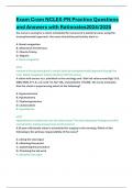 Exam Cram NCLEX-PN Practice Questions and Answers with Rationales2024&sol;2025