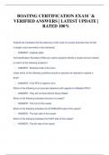 BOATING CERTIFICATION EXAM &grave;&  VERIFIED ANSWERS &vert; LATEST UPDATE &vert;  RATED 100&percnt;
