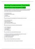 Nursing Fundamentals Final Exam Questions and Answers 2024&sol;2025