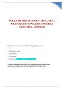 NCLEX PHARMACOLOGY 350 ACTUAL EXAM QUESTIONS AND ANSWERS GRADED A&plus; 2023&sol;2024