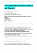 2024&sol;2025 Nutrition Exam Questions and Answers