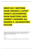 NRNP 6531 MIDTERM  EXAM VERSION 2 LATEST  UPDATE 2024|VERIFIED  EXAM QUESTIONS AND  CORRECT ANSWERS ALL  GRADED A+|GUARANTEED  SUCCESS