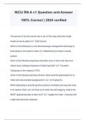 NICU RN A v1 Question and Answer 100&percnt; Correct &vert; 2024 verified