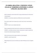FLORIDA BOATING CERTIFICATION  EXAM & VERIFIED ANSWERS &vert; LATEST  UPDATE &vert; RATED 100&percnt;