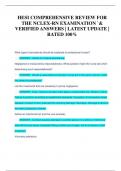 HESI COMPREHENSIVE REVIEW FOR  THE NCLEX-RN EXAMINATION &grave;&  VERIFIED ANSWERS &vert; LATEST UPDATE &vert;  RATED 100&percnt;