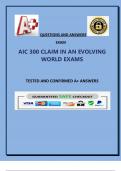 AIC 300 CLAIM IN AN EVOLVING  WORLD EXAMS