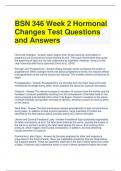 BSN 346 Week 2 Hormonal Changes Test Questions and Answers