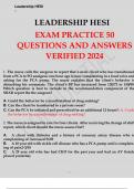 Hesi Leadership exam 50 questions and answers 2024 updated and verified