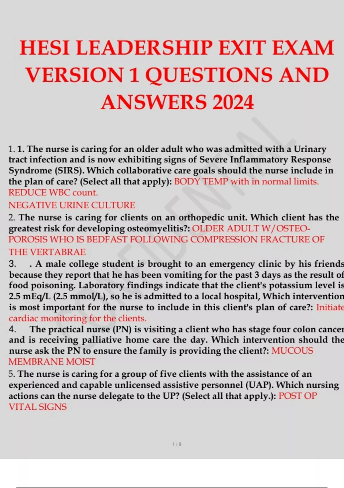HESI RN Leadership / Management Test Bank Leadership HESI LEADERSHIP ...
