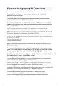 Finance Assignment &num;1 Questions