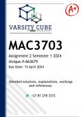 MAC3703 Assignment 2 (DETAILED ANSWERS) Semester 1 2024 - DISTINCTION GUARANTEED