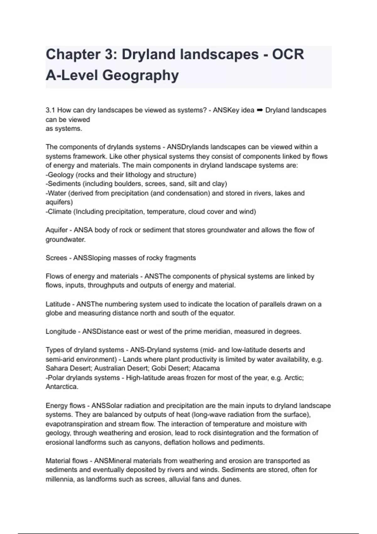 Chapter 3: Dryland landscapes - OCR A-Level Geography - A Level ...