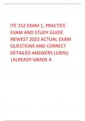   ITE 152 EXAM 1, PRACTICE  EXAM AND STUDY GUIDE  NEWEST 2023 ACTUAL EXAM   QUESTIONS AND CORRECT  DETAILED ANSWERS (100%) |ALREADY GRADE A                   (Ch. 1) What types of activities are ideal for a robot to perform?    A.	Critical thinking  B.	Cr