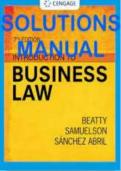 Solution Manual For Essentials of Business Law, 7th Edition Jeffrey F. BeattySusan S. SamuelsonPatricia Sanchez Abril