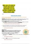BIO 101 STUDENT  EXPLORATION  MEIOSIS EXAM  WITH COMPLETE  SOLUTION 2024