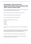 Kinesiology- drug and alcohol awareness practice exam questions with 100% correct answers 2024