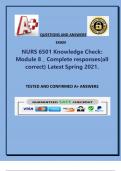 NURS 6501 Knowledge Check:  Module 8 _ Complete responses(all  correct) Latest Spring 2021.