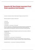  Superior NC Real Estate Important Final Exam questions And Answers
