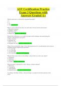 AST Certification Practice  Exam 3 Questions with  Answers Graded A+