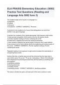 ELA PRAXIS Elementary Education: (5002) Practice Test Questions (Reading and Language Arts 5002 form 3)