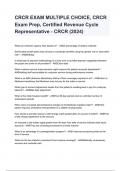 CRCR EXAM MULTIPLE CHOICE, CRCR Exam Prep, Certified Revenue Cycle Representative - CRCR (2024/25) 100% verified solutions (graded A+