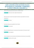 LIFE AND HEALTH LICENSE EXAM &vert;  QUESTIONS & ANSWERS &lpar;VERIFIED&rpar; &vert;  LATEST UPDATE &vert; GRADED A&plus;