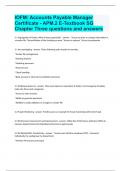 IOFM Accounts Payable Manager Certificate - APM.2 E-Textbook SG Chapter Three questions  AND answers