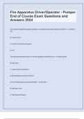 Fire Apparatus Driver&sol;Operator - Pumper End of Course Exam Questions and Answers 2024