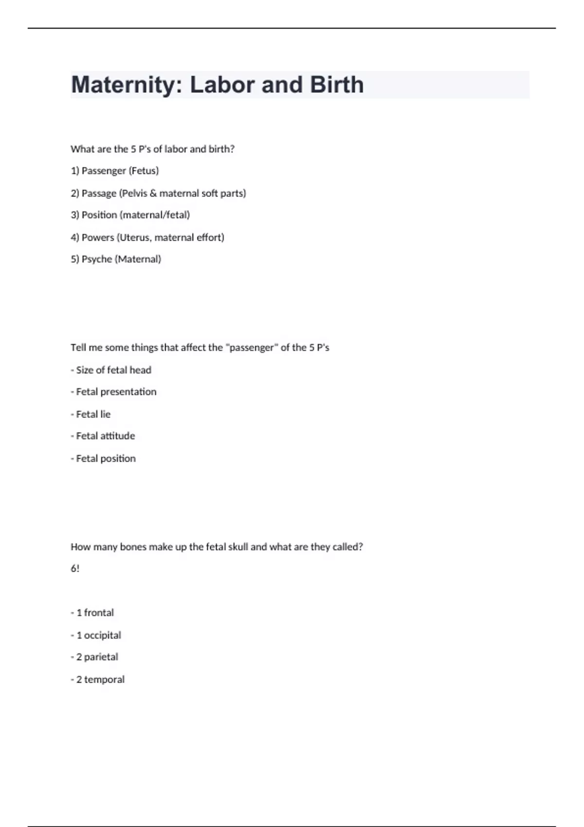 Maternity: Labor and Birth questions with correct answers 2024/2025 ...