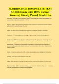FLORIDA BAIL BOND STATE TEST GUIDE Exam With 100&percnt; Correct Answers &vert; Already Passed&vert; Graded A&plus;