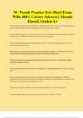NC Permit Practice Test &lpar;Real&rpar; Exam With 100&percnt; Correct Answers &vert; Already Passed&vert; Graded A&plus;