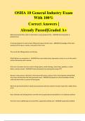 OSHA 10 General Industry Exam With 100% Correct Answers | Already Passed|Graded A+