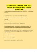 Pharmacology III Exam With 100&percnt; Correct Answers &vert; Already Passed&vert; Graded A&plus;