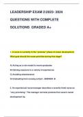 LEADERSHIP EXAM 22023- 2024  QUESTIONS WITH COMPLETE  SOLUTIONS GRADED A+
