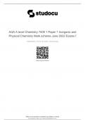 AQA A-level CHEMISTRY 7405/1 Paper 1 Inorganic and Physical  Chemistry Mark scheme June 2022, Exams for Chemistry